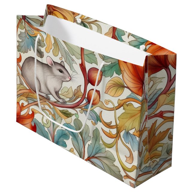 Grand Sac Cadeau La petite souris sur le feuille (Devant Angle)