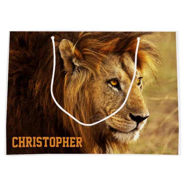 Grand Sac Cadeau La photographie noble de lion (Devant)