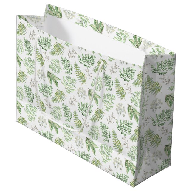 Grand Sac Cadeau La verdure de forêt modèlent (Devant Angle)