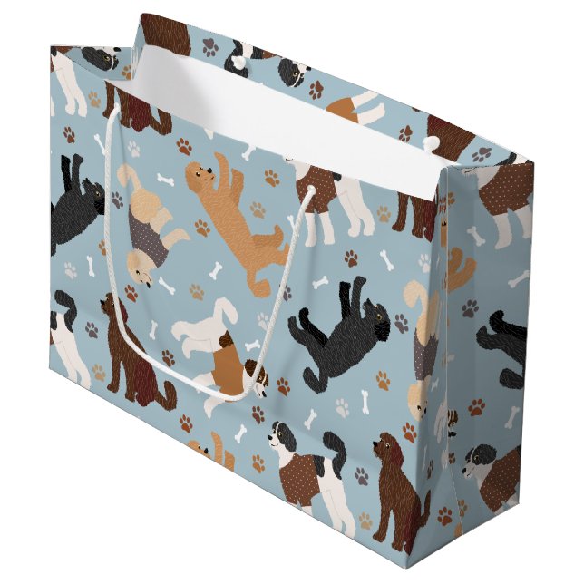 Grand Sac Cadeau Labradoodle / Os et pattes Goldendoodle (Devant Angle)