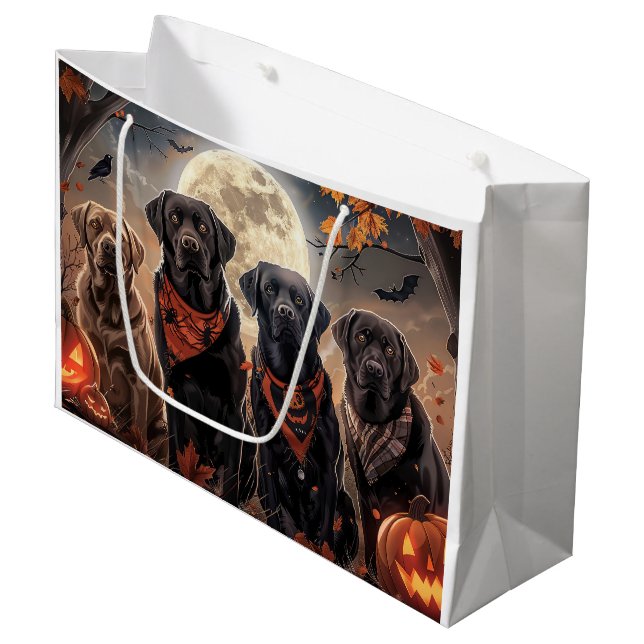 Grand Sac Cadeau Labrador Halloween Éffrayant (Devant Angle)