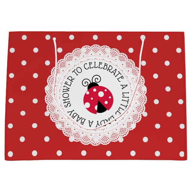 Grand Sac Cadeau Ladybug Baby shower C'est une fille (Devant)