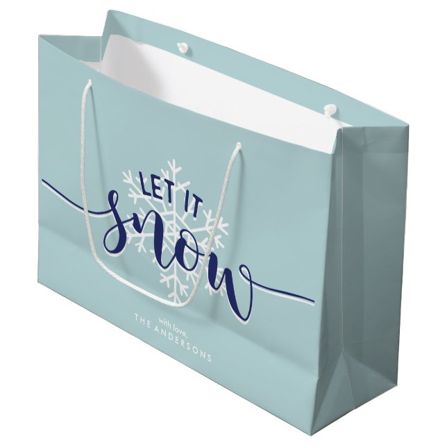 Grand Sac Cadeau Laisse-Le Neiger ! Vacances d'hiver (Devant Angle)