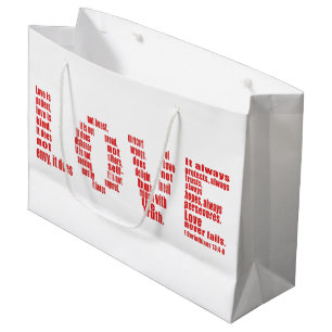 Grand Sac Cadeau L'amour est... 1 Corinthiens 13:4-8 Verse de la Bi