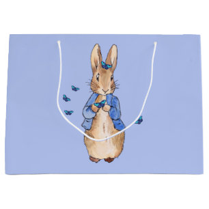Grand Sac Cadeau Lapin classique en veste bleue