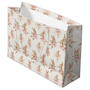 Grand Sac Cadeau lapins de ballerine mignons en tutus roses