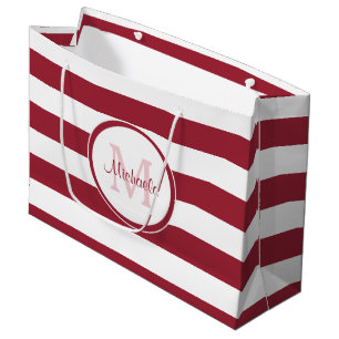 Grand Sac Cadeau Larges rayures classiques de rouge cramoisi avec