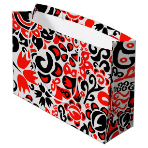 Grand Sac Cadeau L'art populaire ukrainien motif floral abstact