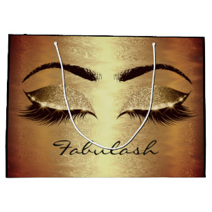 Grand Sac Cadeau Lashes Bridal Eyes Gold Trend Nom de la Parties sc