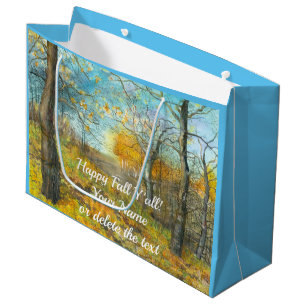 Grand Sac Cadeau L'automne doré dans une aquarelle en chênaie