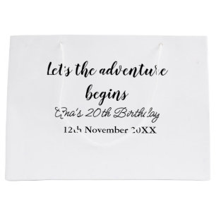 Grand Sac Cadeau l'aventure commence 20ème anniversaire ajouter nom
