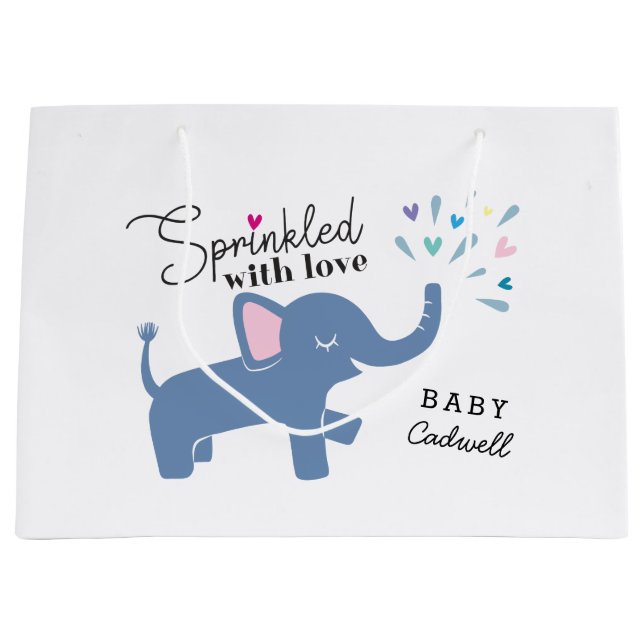 Grand Sac Cadeau Le bébé lunatique d'éléphant arrosent (Devant)