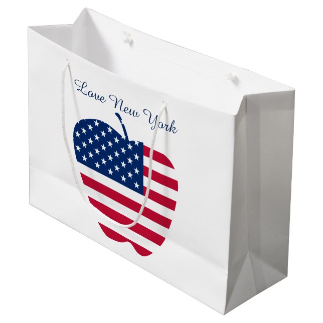 Grand Sac Cadeau Le drapeau américain Big Apple NYC (Devant Angle)