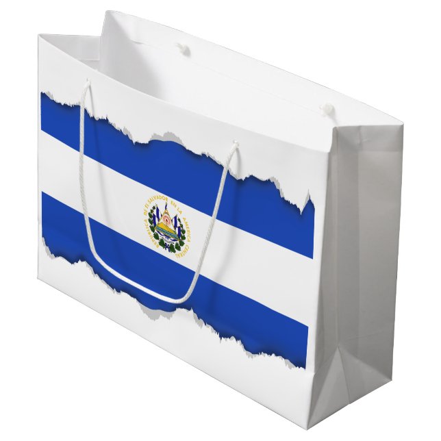 Grand Sac Cadeau Le drapeau du Salvador (Devant Angle)