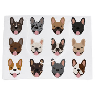 Grand Sac Cadeau Le gentil Bulldog français face Motif
