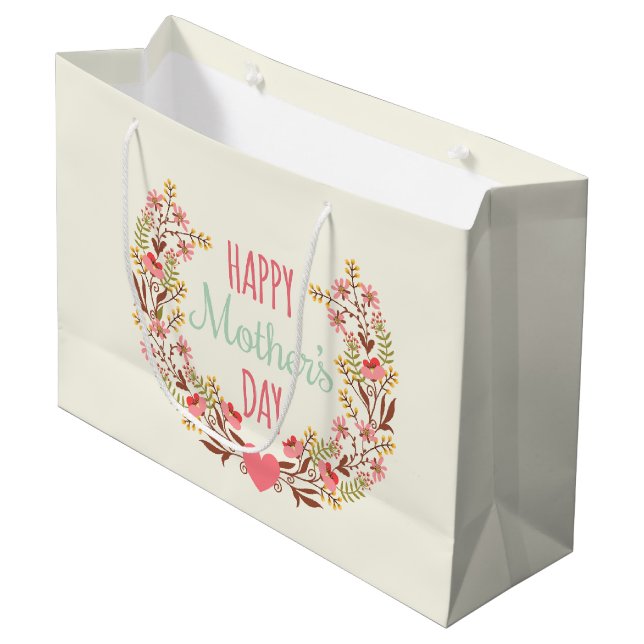 Grand Sac Cadeau Le jour de mère heureux (Devant Angle)