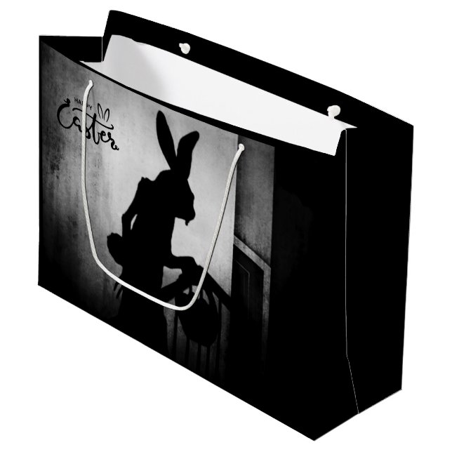 Grand Sac Cadeau Le lapin de Pâques arrive (Devant Angle)