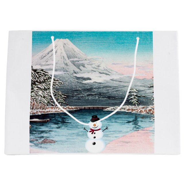 Grand Sac Cadeau Le Mont Fuji et le Snowman (Devant)
