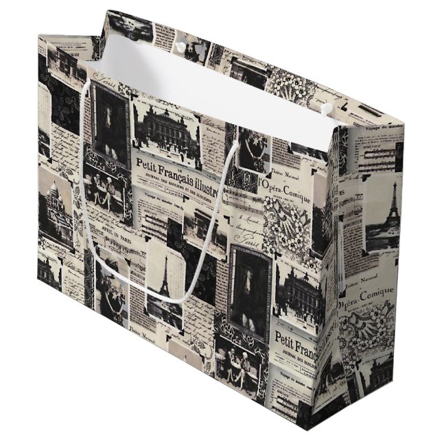 Grand Sac Cadeau Le Petit Francais Illustre (Devant Angle)