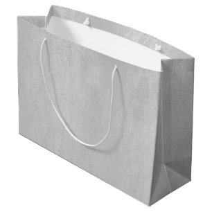 Grand Sac Cadeau Légère texture en cuir gris