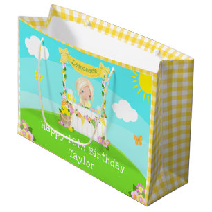 Grand Sac Cadeau Lemonade Blonde Coiffeuse Fille Joyeux Anniversair