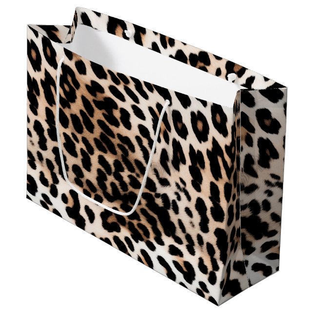 Grand Sac Cadeau Léopard noir crème (Devant Angle)