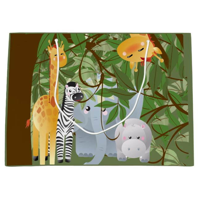 Grand Sac Cadeau Les animaux de la jungle mûre (Devant)
