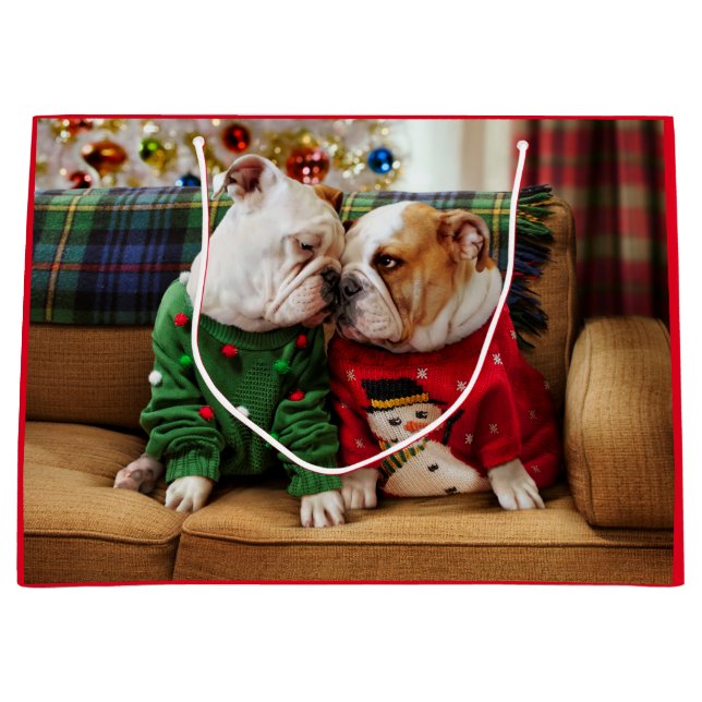 Grand Sac Cadeau Les chiens errants de Noël (Devant)