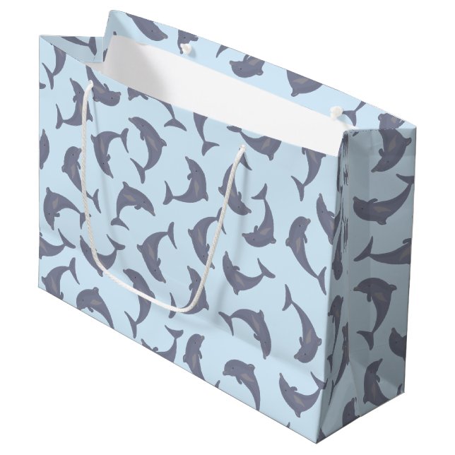 Grand Sac Cadeau Les dauphins dans le Motif marin (Devant Angle)