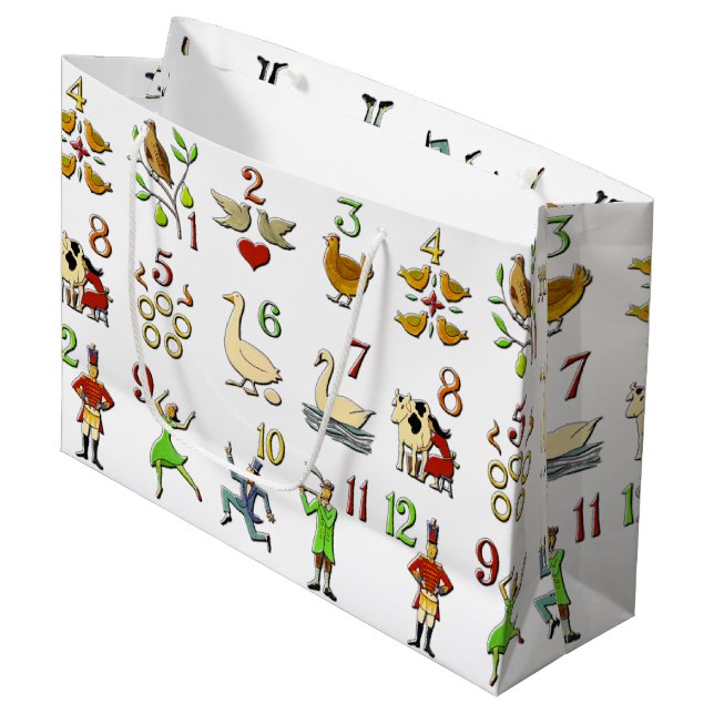 Grand Sac Cadeau Les douze jours de Noël (Devant Angle)
