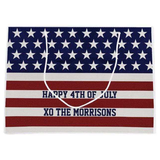 Grand Sac Cadeau Les Etats-Unis drapeau américain coutume (Devant)