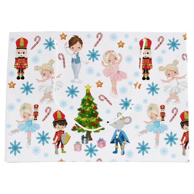 Grand Sac Cadeau Les personnages Casse-Noisette Clara Noël d'hiver (Devant)