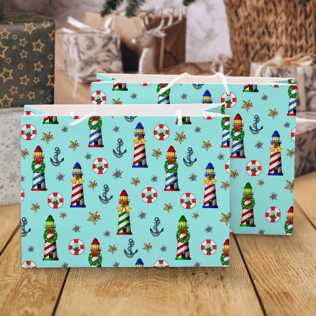 Grand Sac Cadeau Les phares nautiques de Noël (Créateur téléchargé)