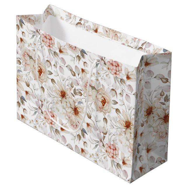 Grand Sac Cadeau Les pivoines en fleurs (Devant Angle)