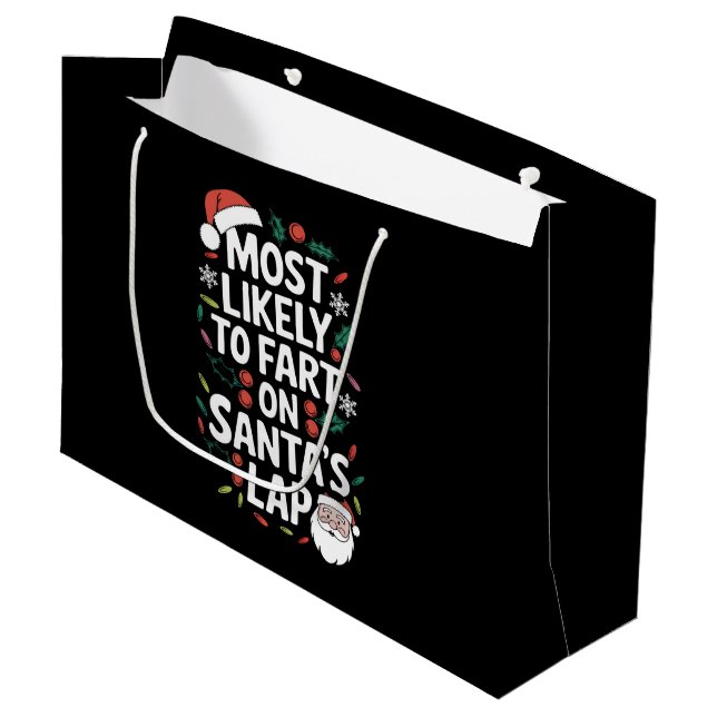 Grand Sac Cadeau Les Plus Susceptibles De Commencer Sur Père Noël L (Devant Angle)