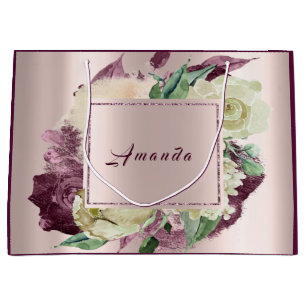 Grand Sac Cadeau Les roses nuptiales floraux Marsala d'anniversaire