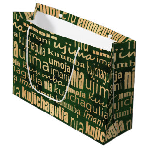 Grand Sac Cadeau Les sept principes verts et or