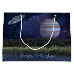 Grand Sac Cadeau L'espace extra-atmosphérique Joyeux anniversaire
