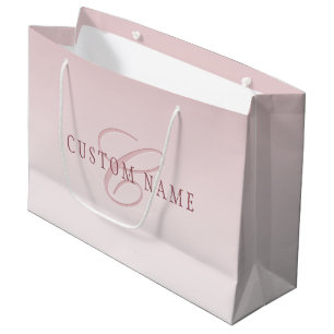 Grand Sac Cadeau Lettre élégante & monogramme Rose ombré