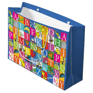 Grand Sac Cadeau Lettre en bloc colorée ABC du Dr Seuss Motif