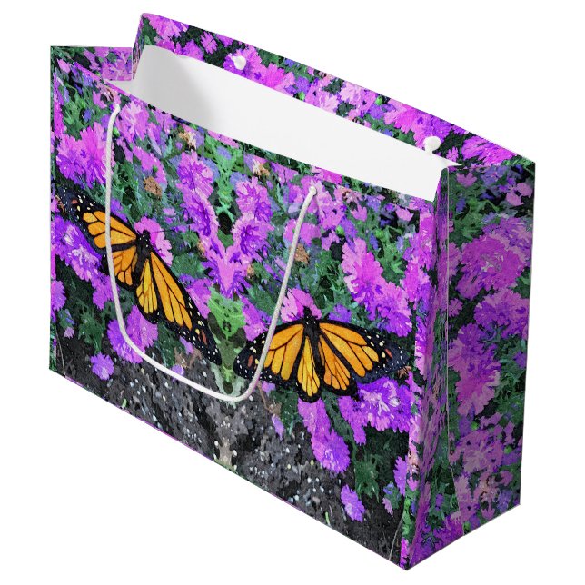 Grand Sac Cadeau Lg Sac-cadeau Monarque sur Asters (Devant Angle)