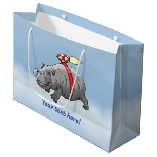 Grand Sac Cadeau L'hippopotame fusée merveilleux