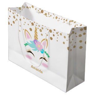 Grand Sac Cadeau Licornes assez florales
