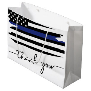 Grand Sac Cadeau Ligne Bleue Mince Merci policier