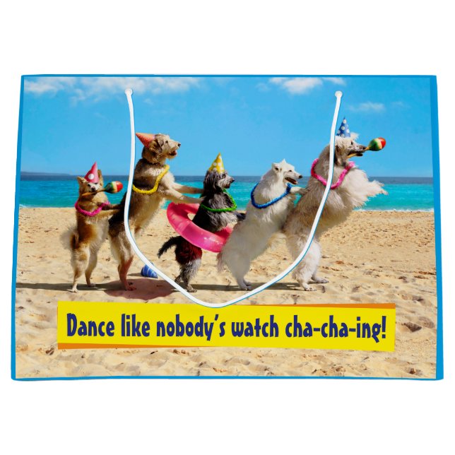 Grand Sac Cadeau Ligne Conga pour la fête des chiens (Devant)