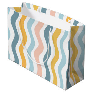 Grand Sac Cadeau Lignes ondulées pastel