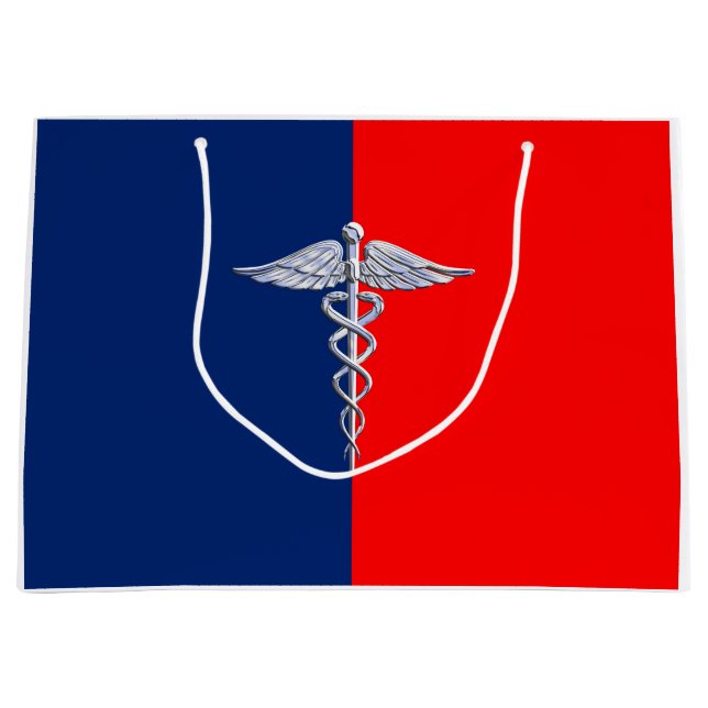 Grand Sac Cadeau Ligue Médicale de symbole de caducée élégant (Devant)