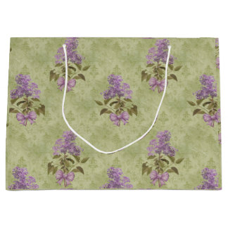 Grand Sac Cadeau Lilac Dreams Style Vintage Vert Antique Damask