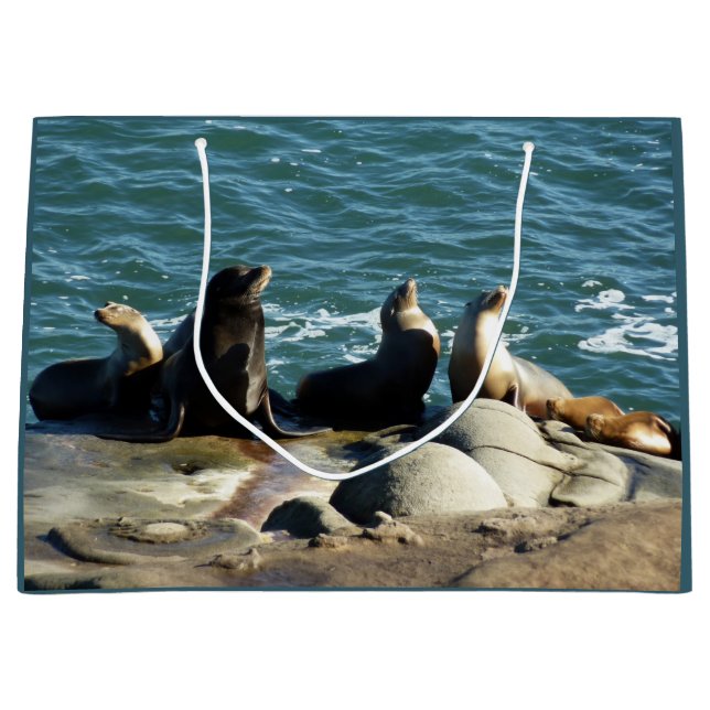 Grand Sac Cadeau Lions de la mer de San Diego (Devant)
