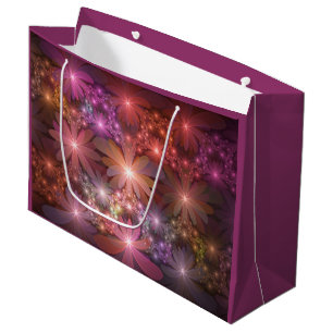 Grand Sac Cadeau Lit De Fleurs Coloré brillant Abstrait Fractage Ar